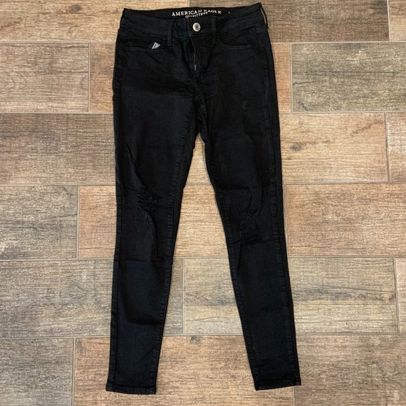 American Eagle Super Stretch X Black Jeans, Size 4 - Picture 1 of 1